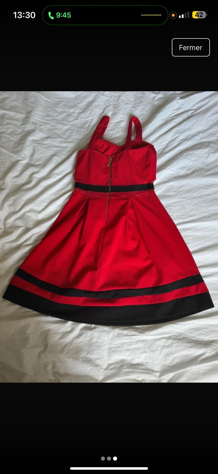 Robe rouge et noir élégante bicolore – esprit pin-up chic - photo numéro 3