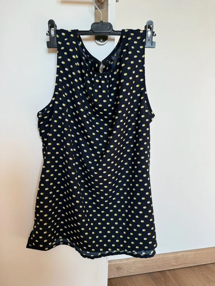 Haut pois femme Kiabi taille M très bon état couleur bleu marine