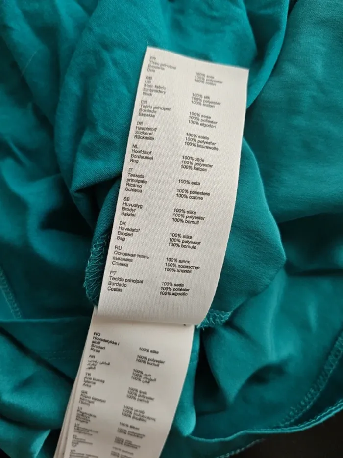 Haut Maje vert turquoise en soie T.3 - photo numéro 8