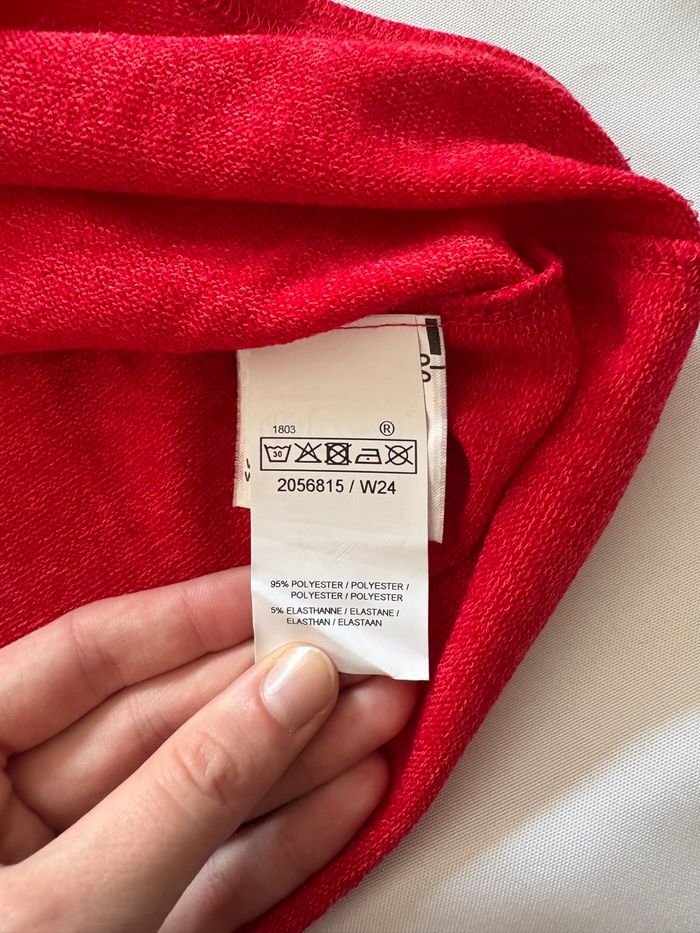 Pull rouge à manches 3-4 avec détail noir en dentelle - Plus Collection - 3XL/4XL-46/48 - photo numéro 4