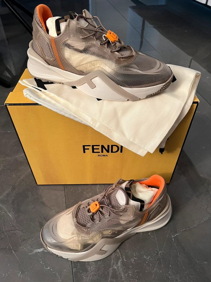 Fendi Runner Low Top Gris cendré/Orange