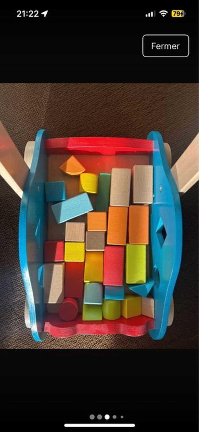 Poussette déambulatrice / Chariot de marche / jeux des formes / blocs en bois - photo numéro 5