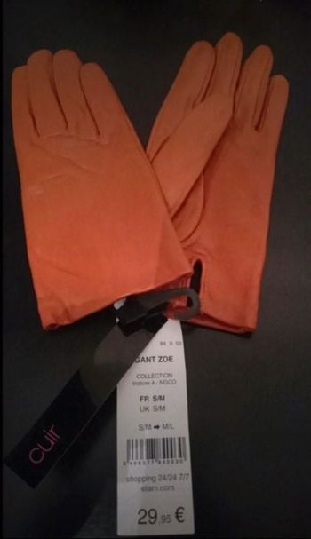 Gants corail en cuir Etam