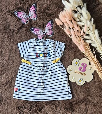 Robe marinière love 3 mois fille printemps été