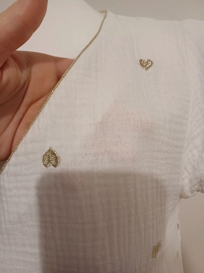 T-Shirt blanc avec cœurs dorés Maëlle taille S/M 36/38 - photo numéro 6