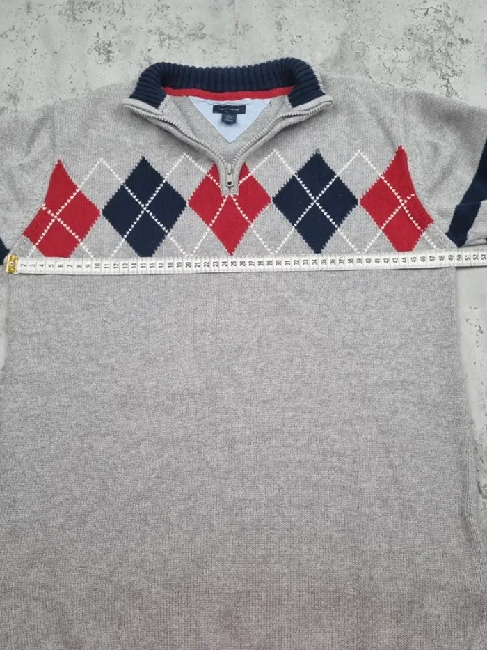 Pull 1/4 zip Tommy Hilfiger gris XL Femmes (mesures en photos) - photo numéro 10