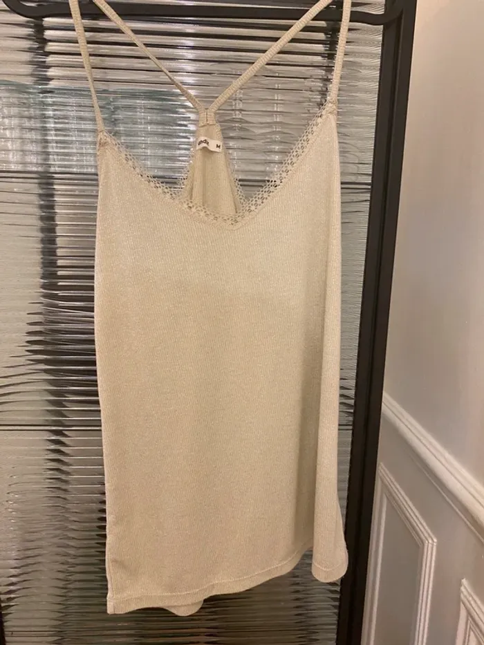 Débardeur beige avec fils dores viscose M Undiz