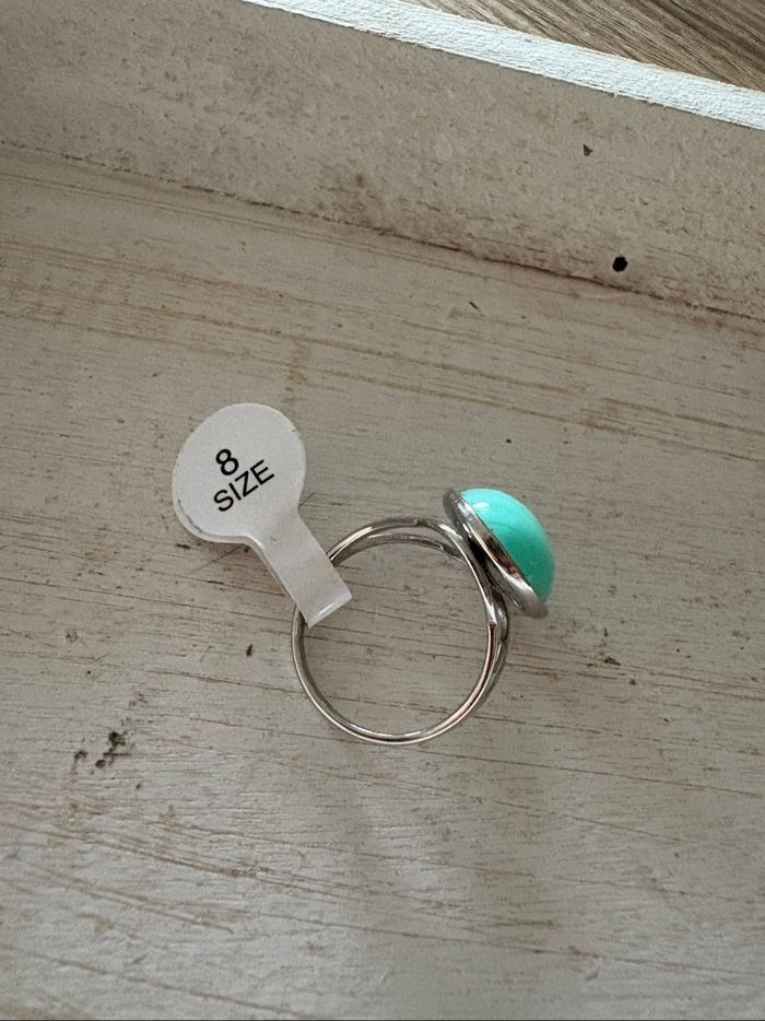 Bague argentée et turquoise T8 - photo numéro 3