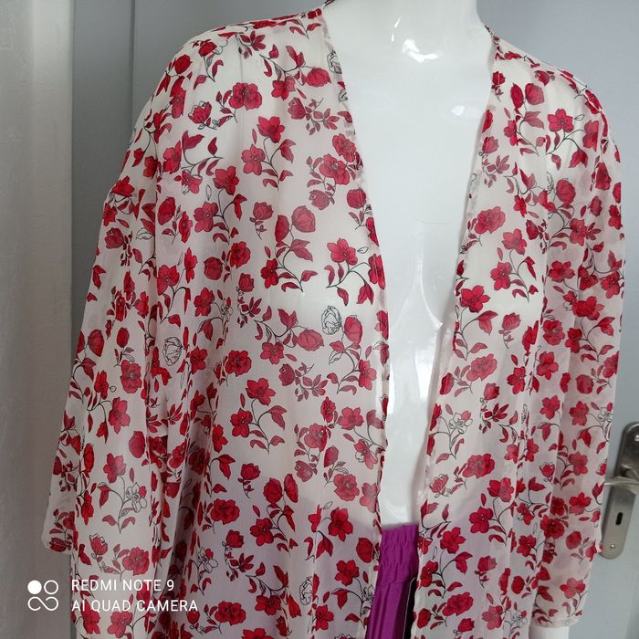 Kimono transparent à fleurs rouges t40 - photo numéro 3