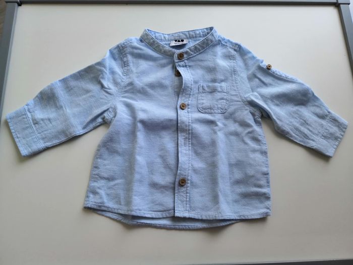 Ensemble 2 pièces (chemise avec col tunisien et poche + pantalon à bretelles, Bleu) 9 mois (71 cm) T - photo numéro 3