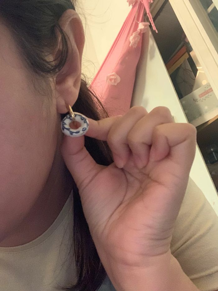 Boucles d’oreilles en porcelaine style portugaise - photo numéro 2