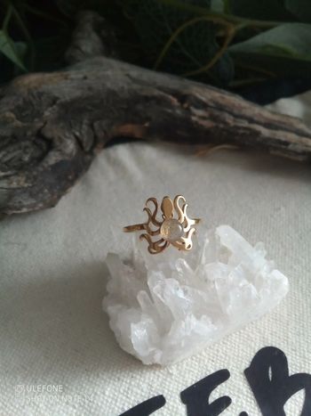 Bague pieuvre et pierre naturelle de labradorite
