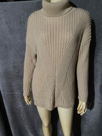 Pull long col roulé doux et chaud beige taille M Primark