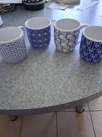 Lot de 4 murs céramique blanc et bleu