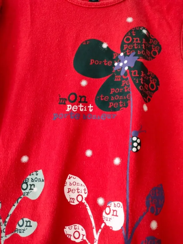 (a) T-shirt rouge manches longues 3ans - photo numéro 3