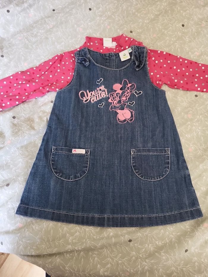 Ensemble salopette T-shirt ML Minnie 18 mois