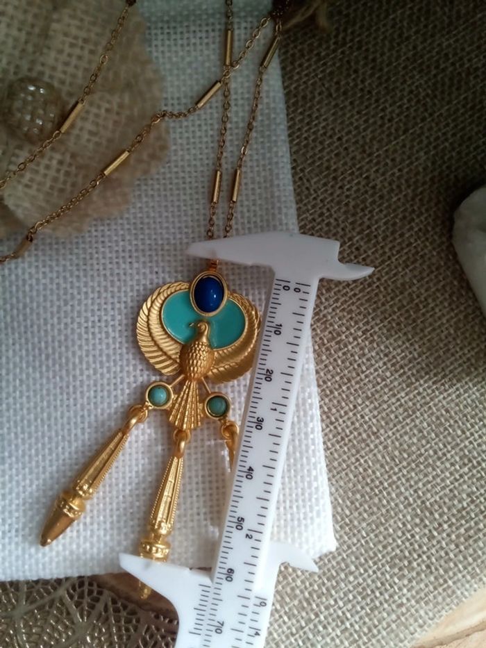 Collier Style égyptien doré et lapis lazuli - photo numéro 2