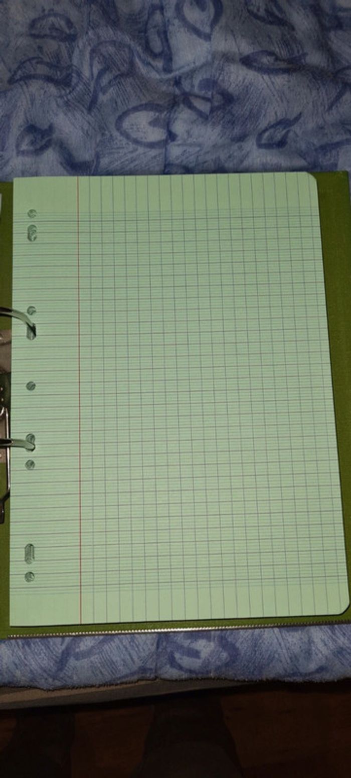 Feuilles simples à gros carreaux bleues ou vertes