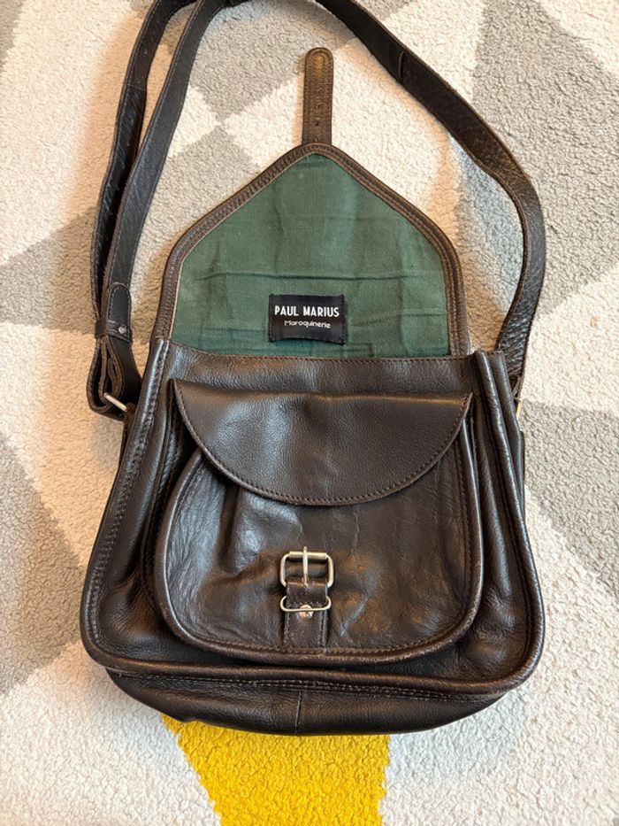 Sac à bandoulière en cuir noir Paul Marius - photo numéro 5