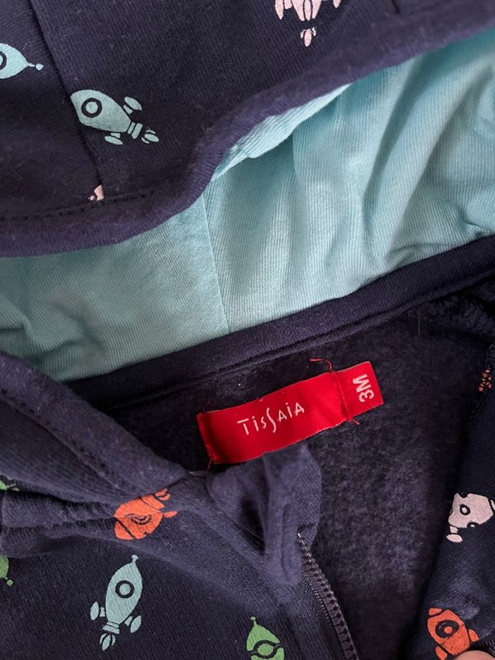 Sweat à capuche zippée 3mois fusée - photo numéro 3