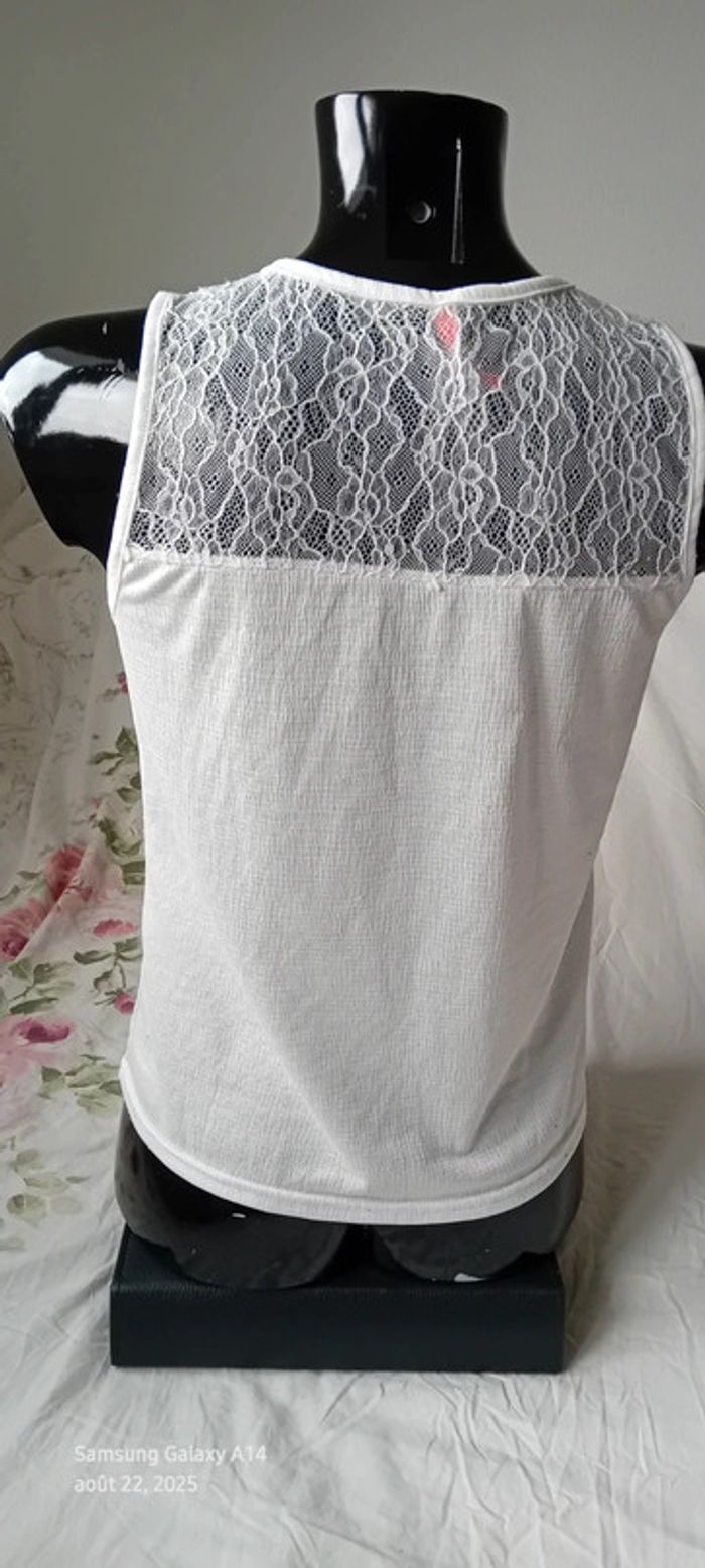 Haut blanc sans manches avec dentelle aspect gaufré fille 14 ans FPC - photo numéro 6