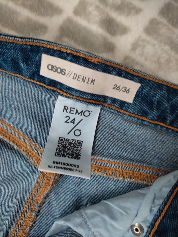 Jeans slim droit bleu taille haute Asos taille S 36 - photo numéro 4