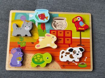 Puzzle en bois a encastrer animaux tbe