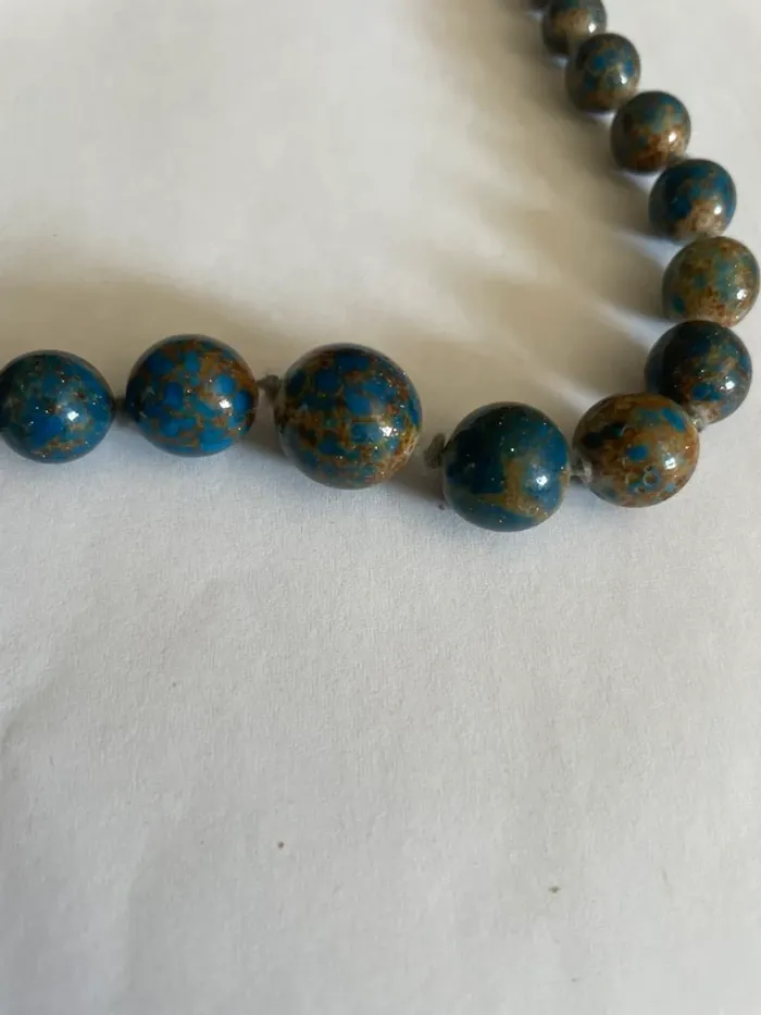 Collier pierre bleu-vert ancien - photo numéro 2