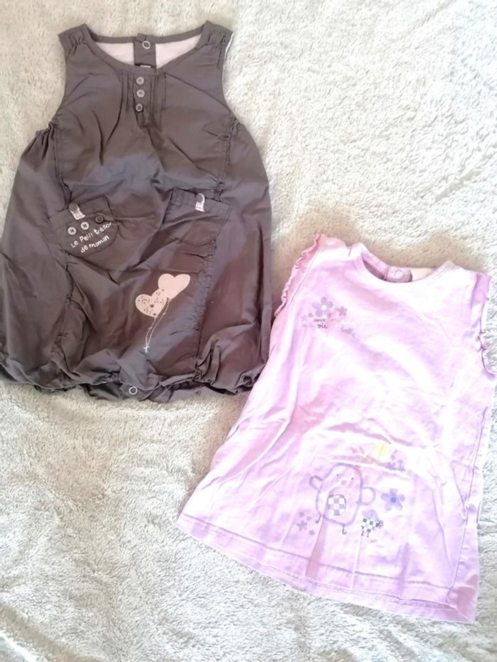 Lot de 2 robes tuniques manches courtes 12 mois fille