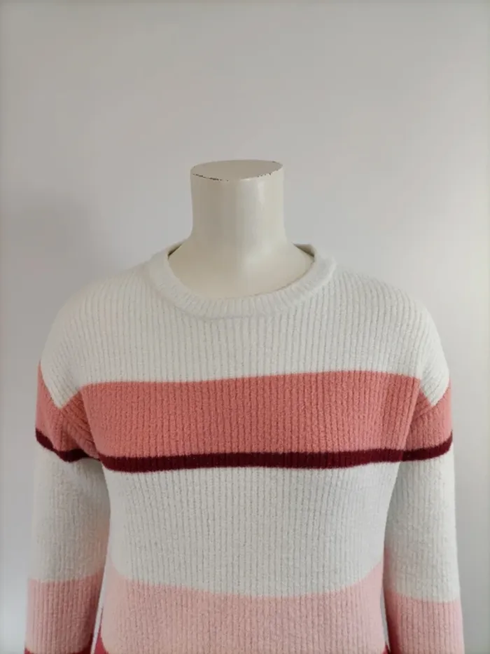 Pull Enfant Okaïdi T 12 ans - 152 cm Rayé nuances de Rose et Blanc - photo numéro 5