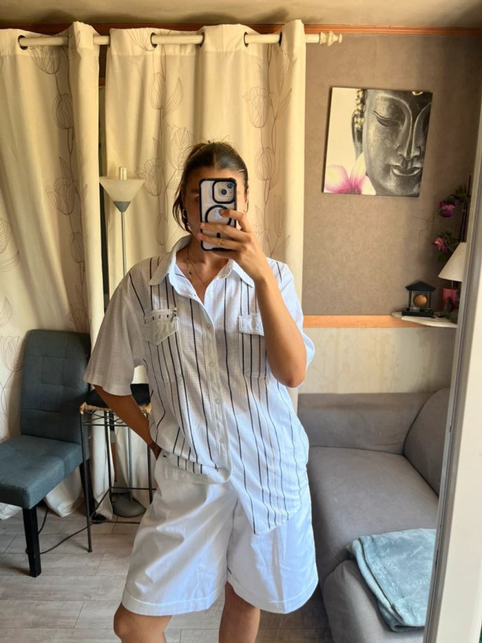 Chemise à carreaux oversize cargo baggy western country y2k lin coton