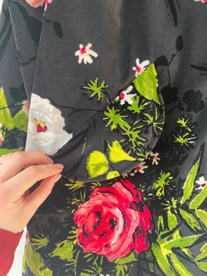 Manteau en velour Kenzo noir et fleurs 40 - photo numéro 9