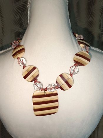Collier original - grosse perle rayures 🤎