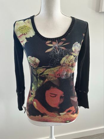 Pull bariolé noir et multicolore Desigual T36 S
