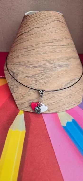 Collier duo coeur et pied neuf