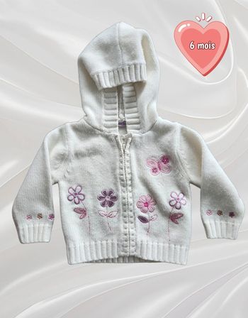 Veste gilet zippé blanc fille 6 mois