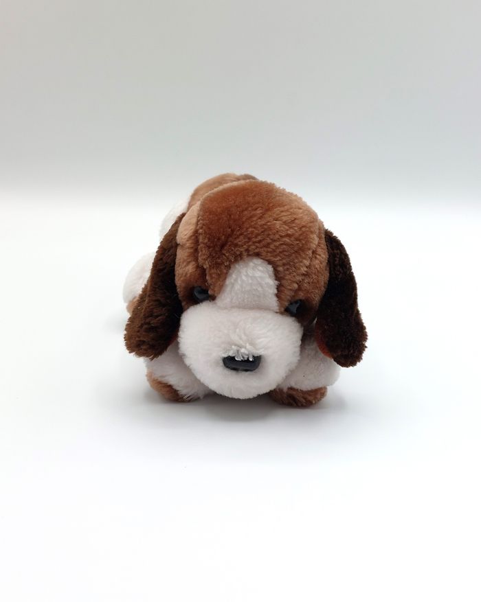 Petite peluche ancien doudou chien marron beige blanc PYRAGRIC Vintage 22 cm - photo numéro 3