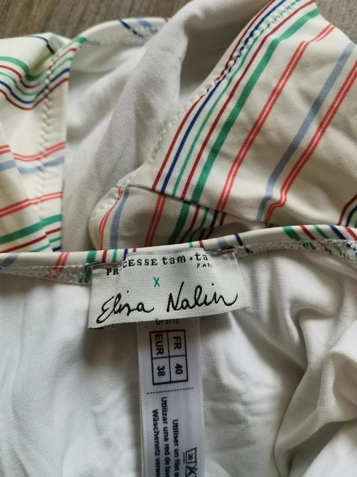 Maillot de bain 1 pièce Princesse Tam Tam Elisa Nalin taille 40 crème à rayures multicolores - photo numéro 3