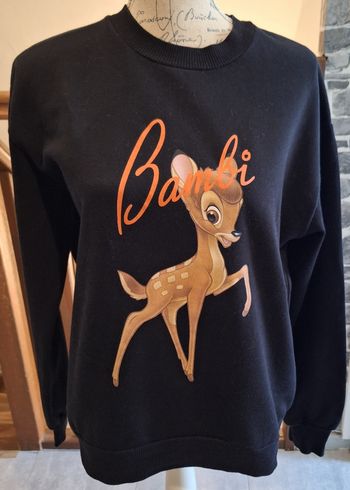 Pull molletonné noir imprimé Bambi