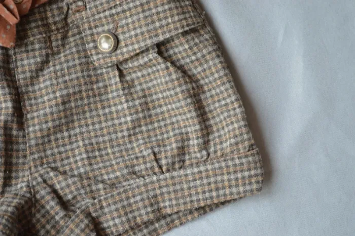 Short à carreaux Zara Baby 18-24 mois - Marron - photo numéro 3