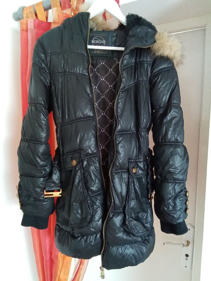 Doudoune mi-longue noire avec capuche Morgan taille 36