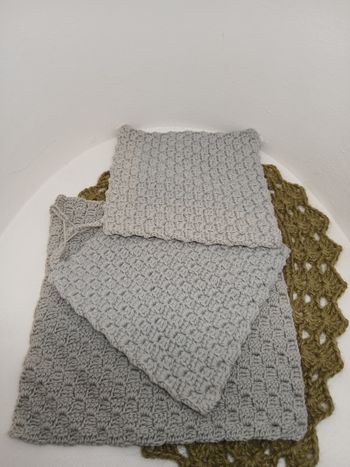 2 maniques et lavette grise 