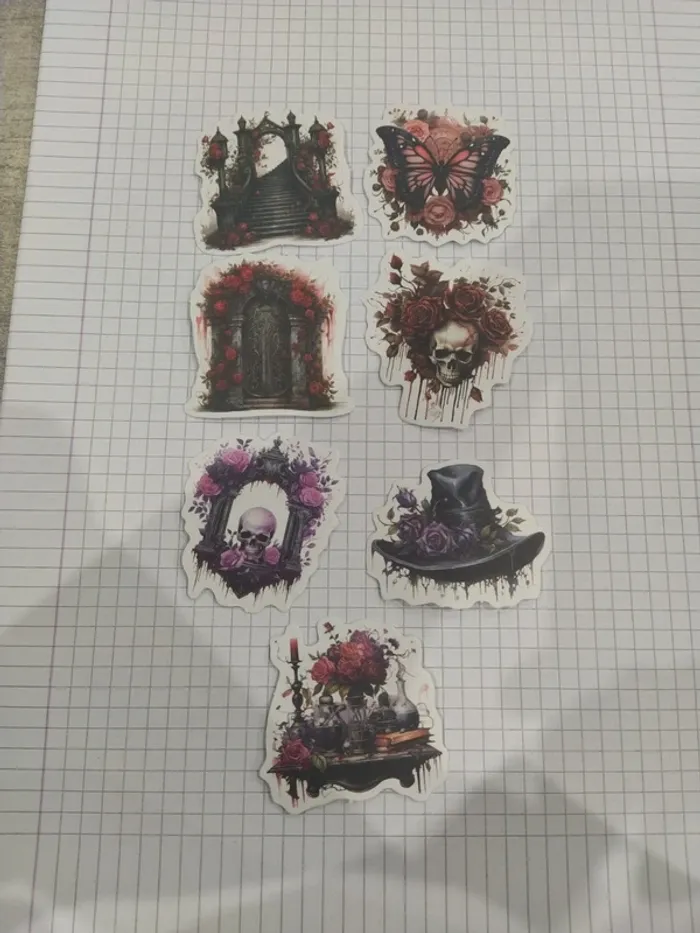 Lot d'autocollants thème roses gothique (lot B)