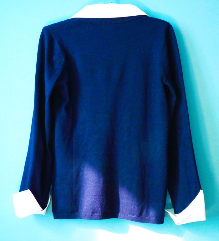 Pull chemise Breal Femme 36 S bleu effet superposé neuf - photo numéro 4