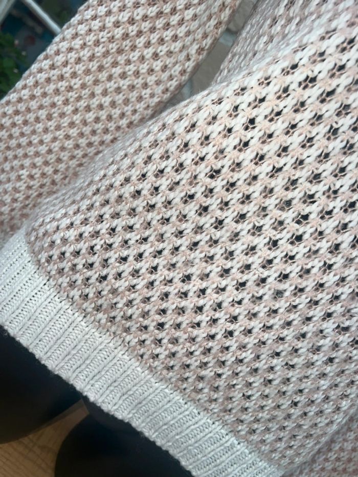 Pull femme rose blanc laine taille M 38 hiver in extenso - photo numéro 3