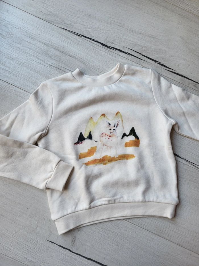 Pull blanc cassé biche cyrillus 8ans neuf