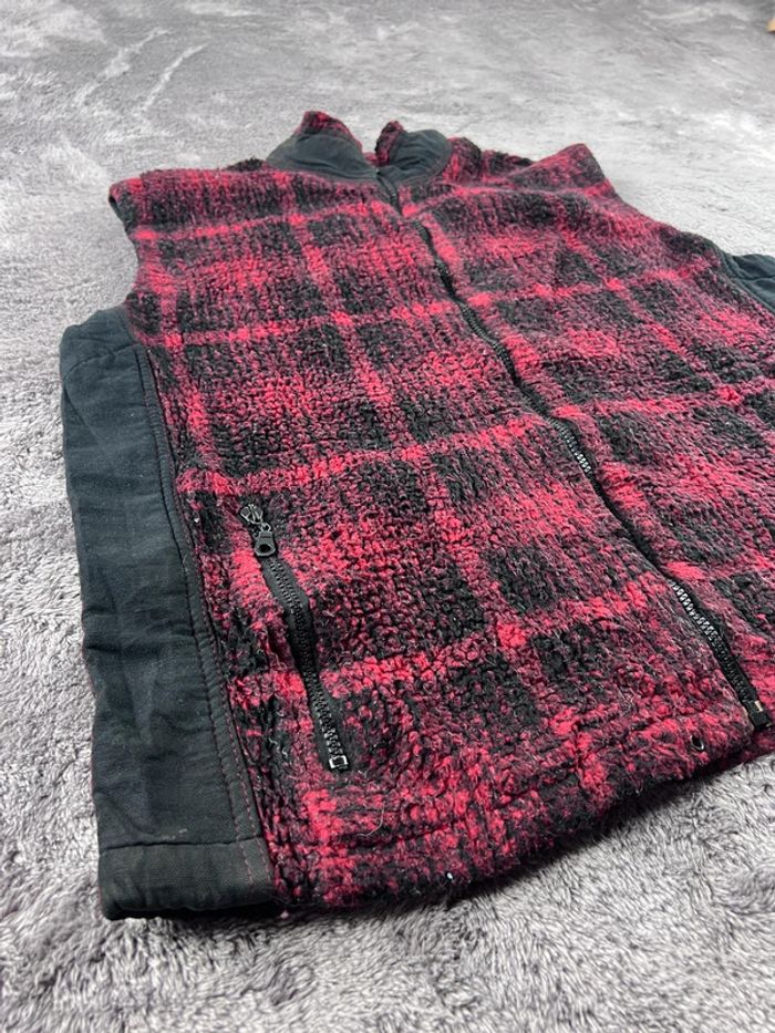 Ouray Gilet polaire vintage sans manches à carreaux rouge/noir – Taille S - photo numéro 10