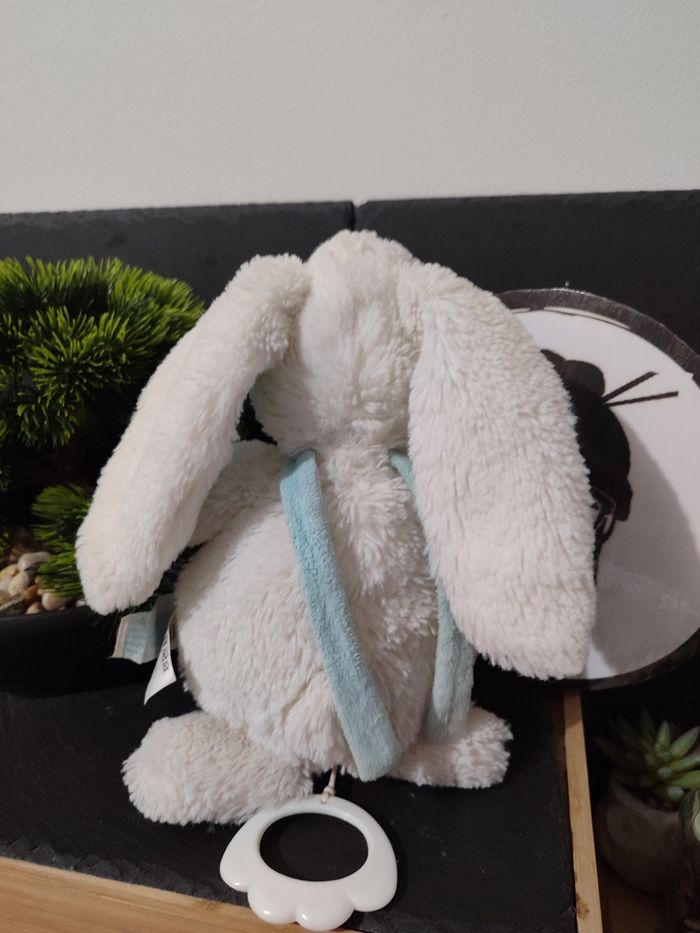 doudou peluche musicale lapin baby nat bleu blanc note musique bn072 calins Pe63 - photo numéro 2