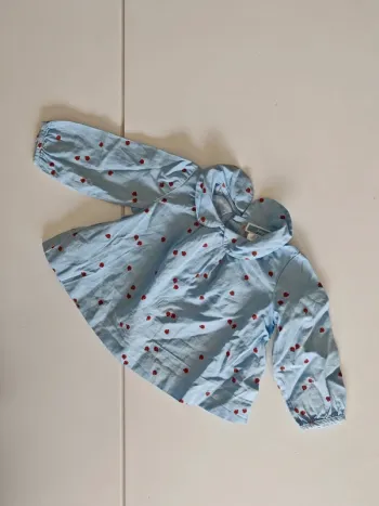 Blouse jacadi bleu avec coccinelle