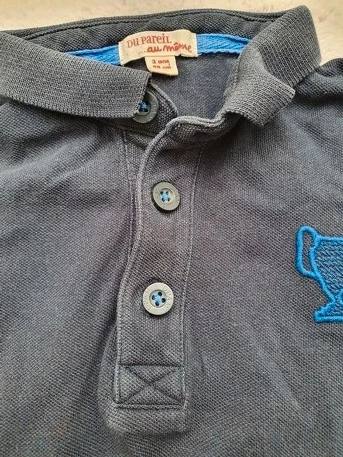 Polo manches courtes bleu marine Du pareil au même DPAM 3 ans - photo numéro 2